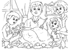 Coloring page thanksgiving meal with family